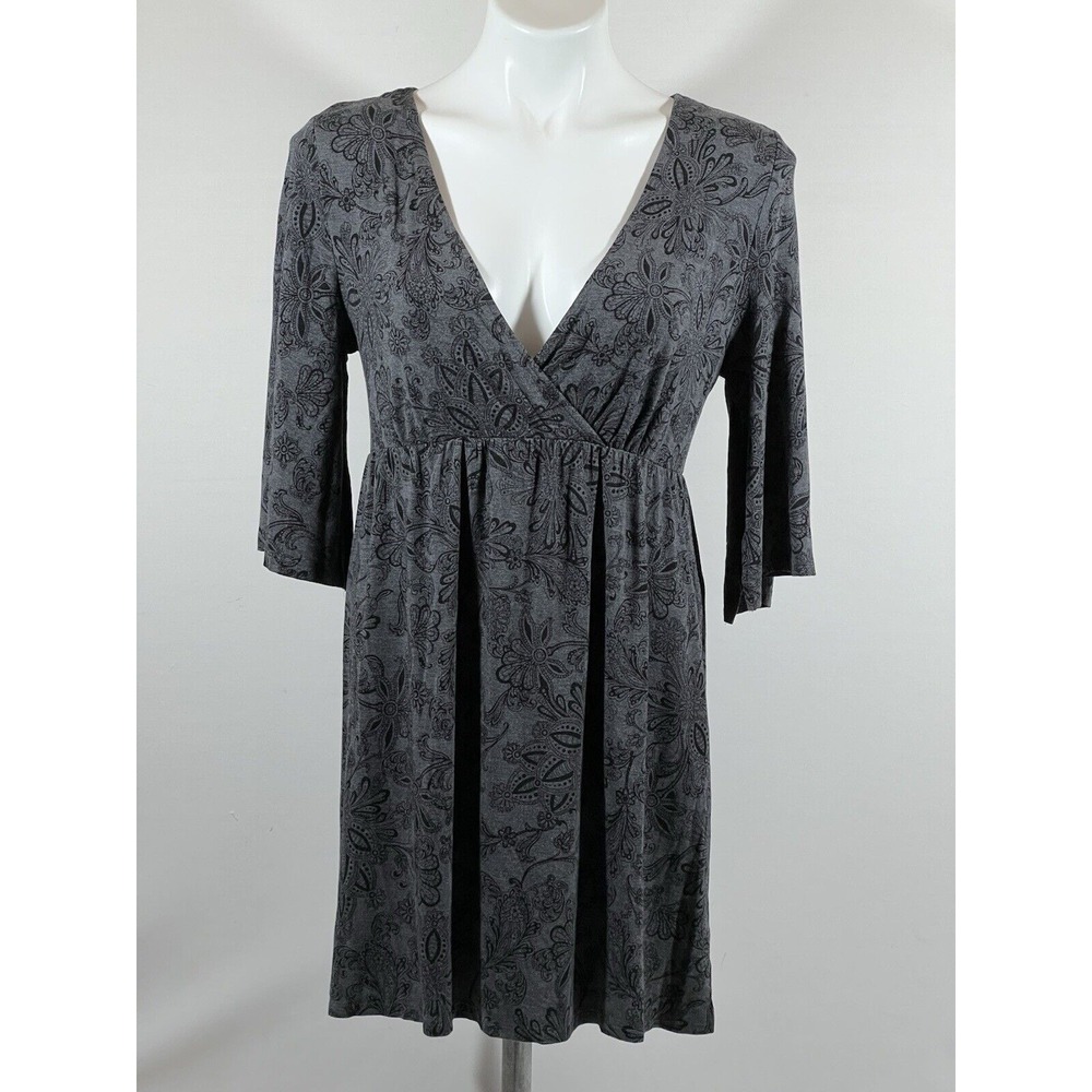 Soma Tunic Pajama Top Women Small Gray Rayon Paisley Lounge Relaxed Vibe